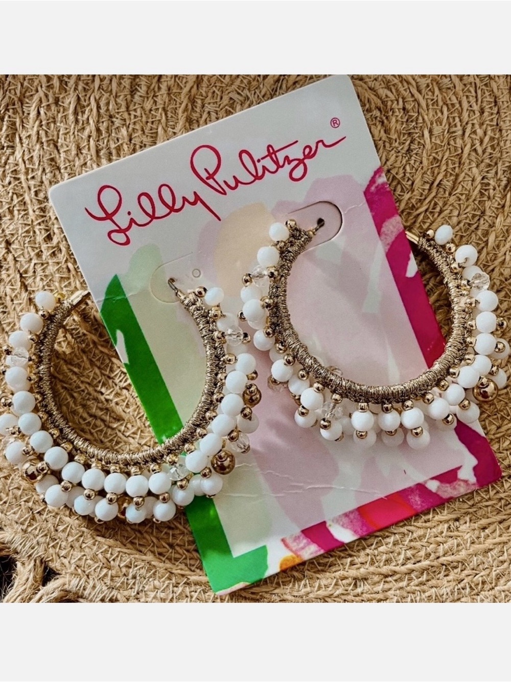 Lilly Pulitzer Resort White Hoop Earrings